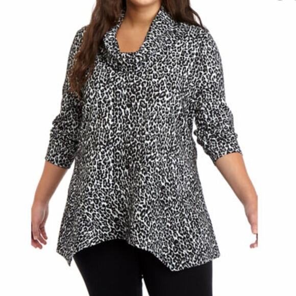 Philosophy Snow Cheetah Jacquard Cowl Neck Sweater Size Large - Picture 1 of 10